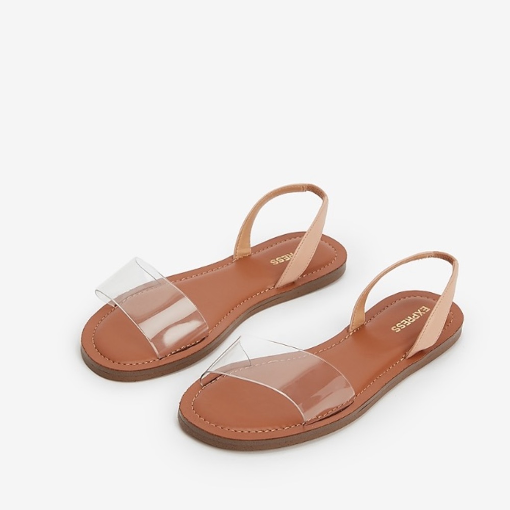 NWT nude slingback plastic strap sandals